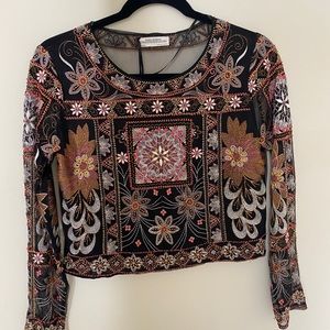 Embroidered mesh shirt